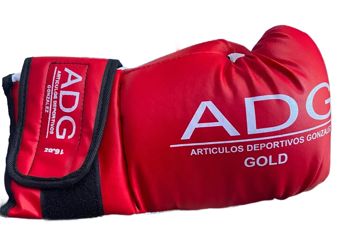 Guantes de Boxeo ADG Gold 16 oz Rojos con Velcro