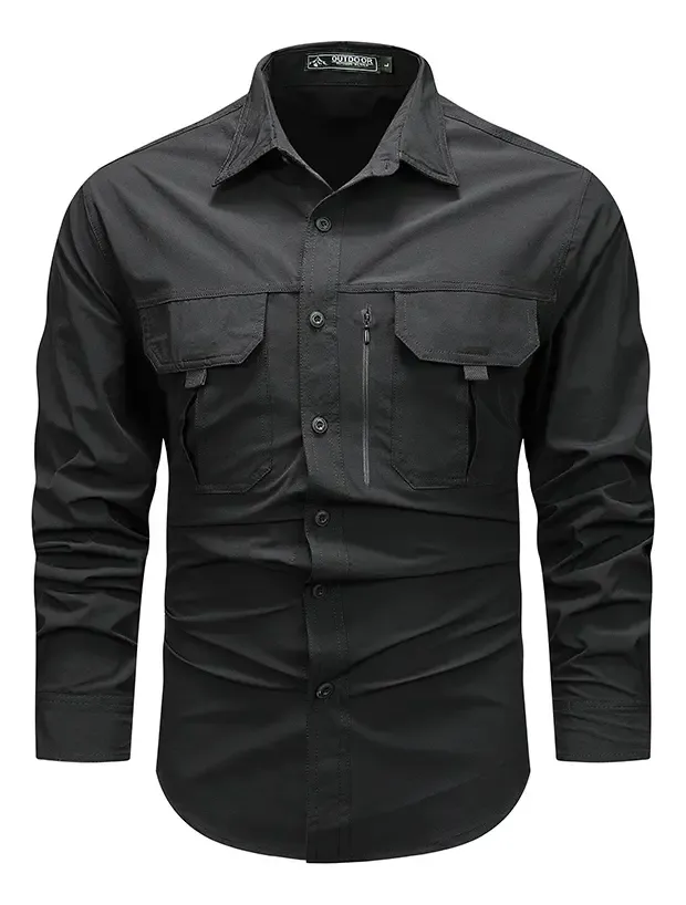 Camisa Casual Para Hombre Al Aire Libre Con Múltiples Bolsil