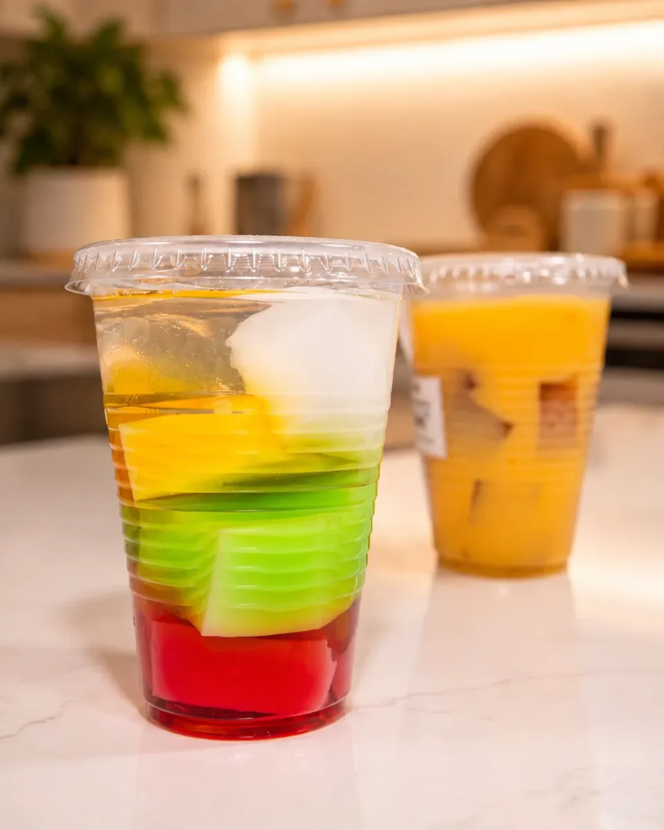 Gelatina mosaico de agua en vaso de 8 oz