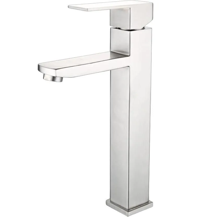 MONOMANDO ALTO PARA LAVABO ACERO INOX.