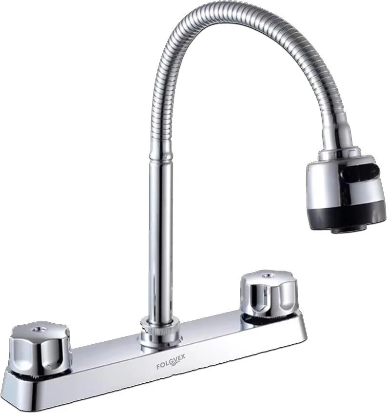 MEZCLADORA PARA FREGADERO 8"  CUELLO FLEXIBLE CUERPO ACER. INOX.