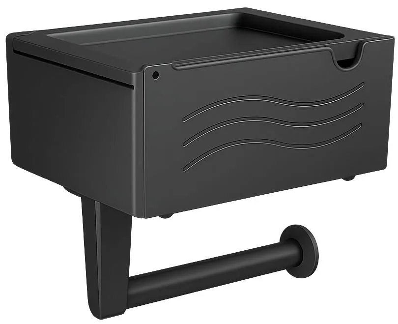 PORTAROLLO CON  COMPARTIMIENTO Y REPISA  SUPERIOR  PLASTICO GRIS