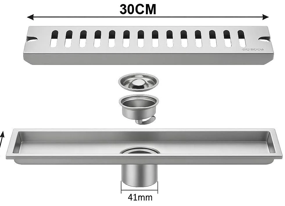COLADERA LINEAL RECTANGULAR  CON REJILLA A. INOX. 10X30