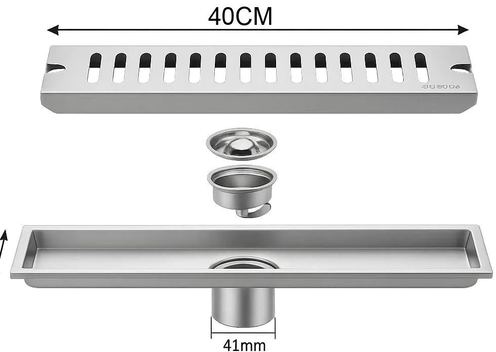 COLADERA LINEAL RECTANGULAR  CON REJILLA A. INOX. 10X40