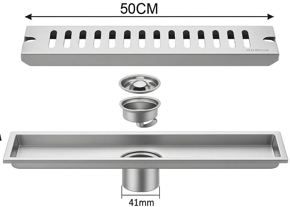 COLADERA LINEAL RECTANGULAR  CON REJILLA A. INOX. 10X50