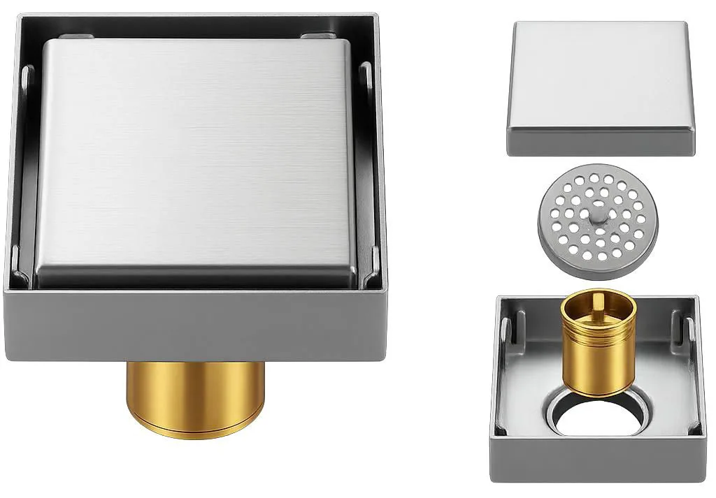 COLADERA CUADRADA DE INSERTO  OCULTO  Acero/inox Tapa cuadrada. 10X10
