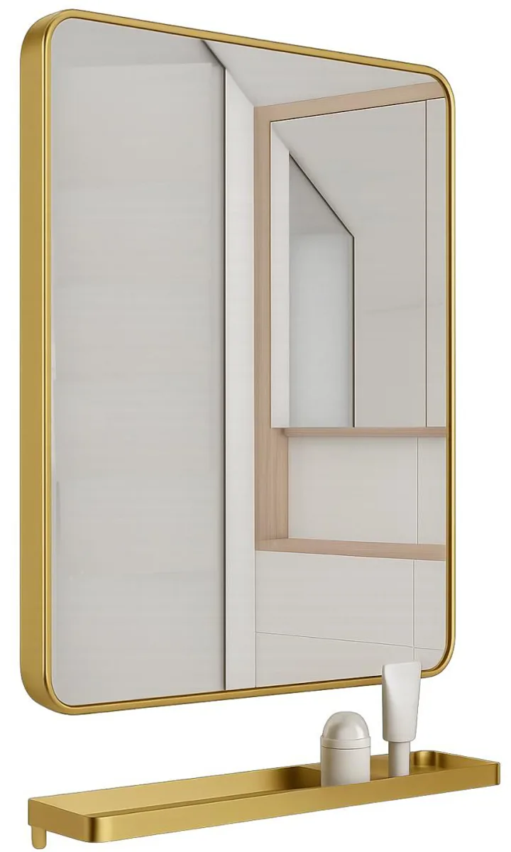 ESPEJO RECTANGULAR CON BORDE DORADO Y BASE 60X80