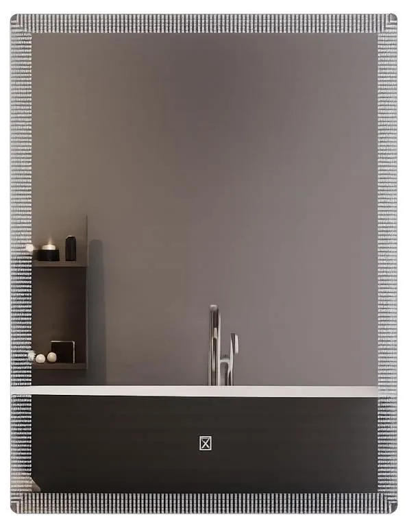 ESPEJO CUADRADO CON LED 60X80 CON 3 TONOS , DISEÑO  ESMERILADO DE PUNTOS EN EL BORDE