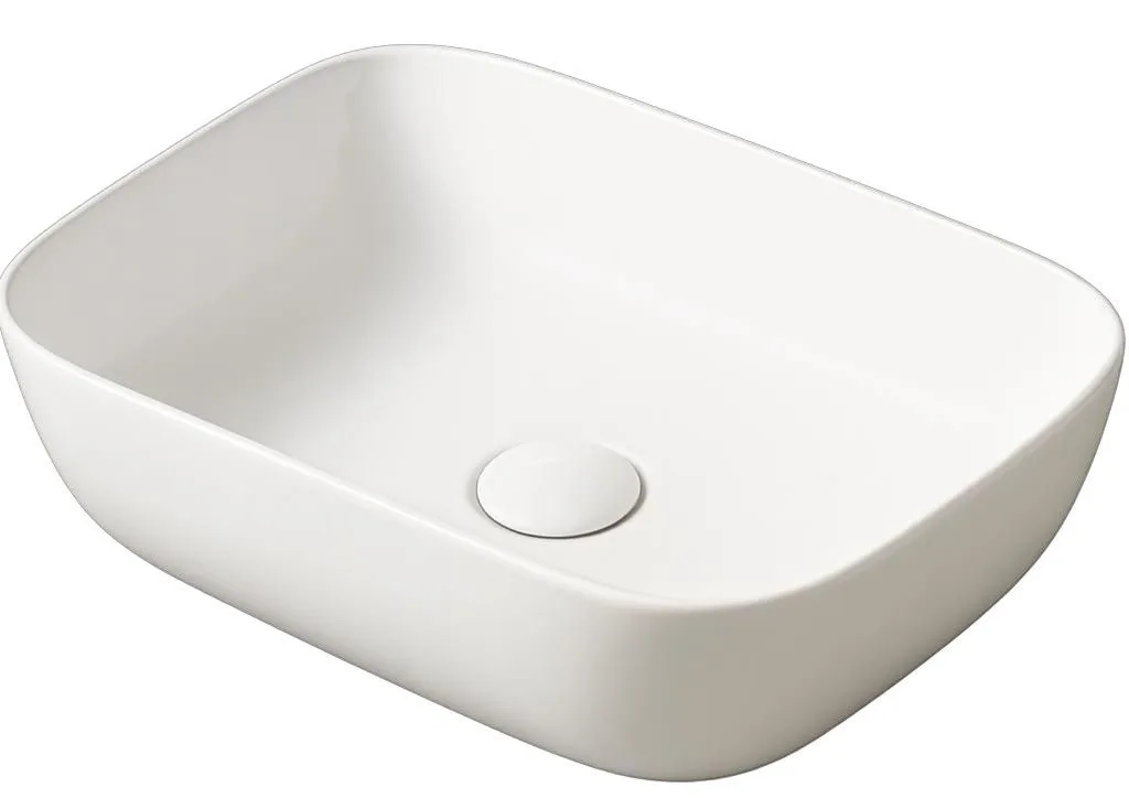 LAVABO DE BAÑO OVALIN CERAMICO  RECTANGULAR DE SOBREPONER SIN  REBOSADERO 45.5X32X13.5 BCO