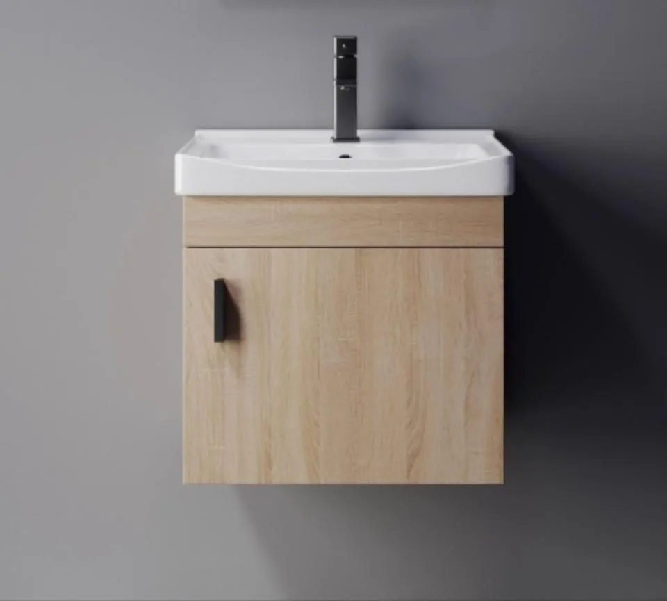 GABINETE DE BAÑO FLOTANTE  CON LAVABO 50cmx41.5cm - Roble Claro