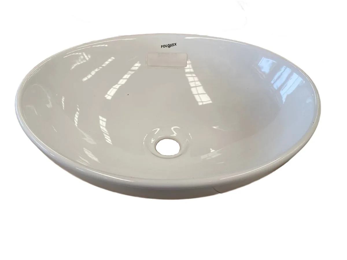 LAVABO DE BAÑO ovalado de sobreponer 41X33X14.5 BLANCO