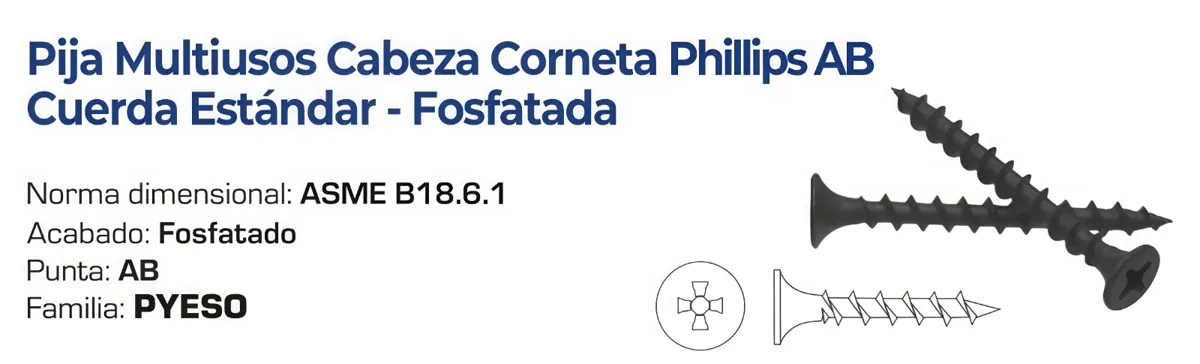 Pija Multiusos Cabeza Corneta Phillips Punta AB Fosfatada