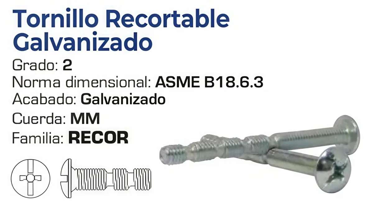 Tornillo Recortable Métrico Grado 2 Galvanizado – Varias Medidas